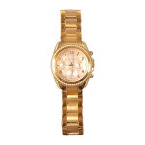 Michael Kors Blair Steel Rose Gold-Tone Dial Crystal Quartz Watch New Battery